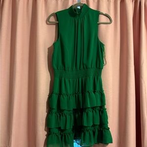 Green Sleeveless Ruffle Dress